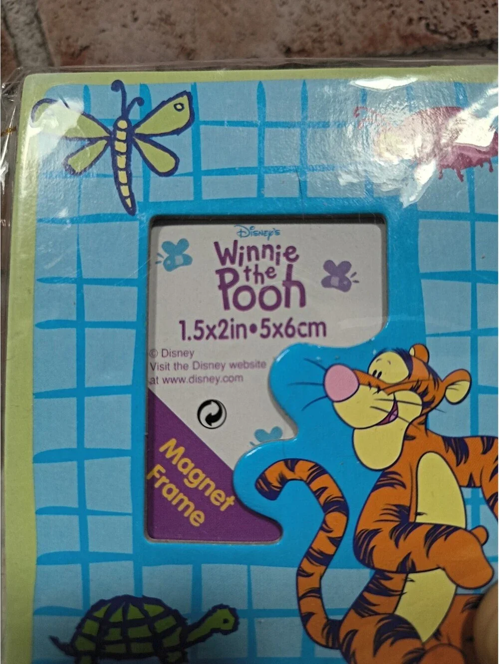 2001 Tigger Disney Winnie The Pooh Refrigerator Magnet Frame Butterfly Bugs Vtg